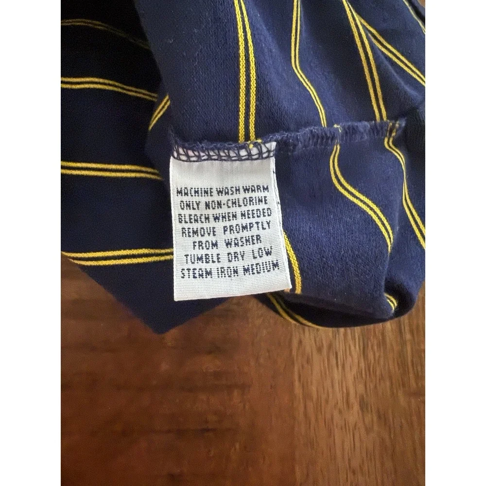 Polo Ralph Lauren Mens M Blue Yellow Striped Long Sleeve Rugby Polo Shirt Cotton